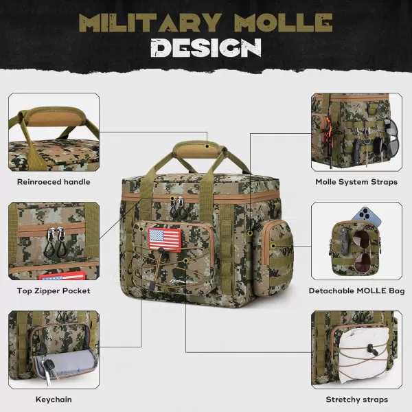 Maelstrom Tactical Lunch Box, Insulated Lunch Bag for Men, Large Leakproof Soft Cooler Bag with Detachable MOLLE Bags, Durable Lunch Tote for Adult Women Work,Picnic,20 Cans/15 L, Army Green
