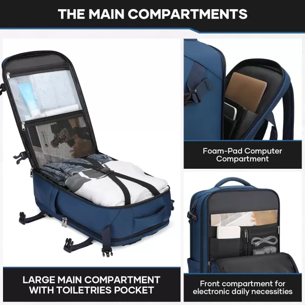 Maelstrom Travel Backpack for Men Women, 35L Carry on Backpack for Traveling on Airplane,with Belt Bag&amp;Shoe Compartment,Waterproof Laptop Backpack fit 17”Laptop-Beige, Large