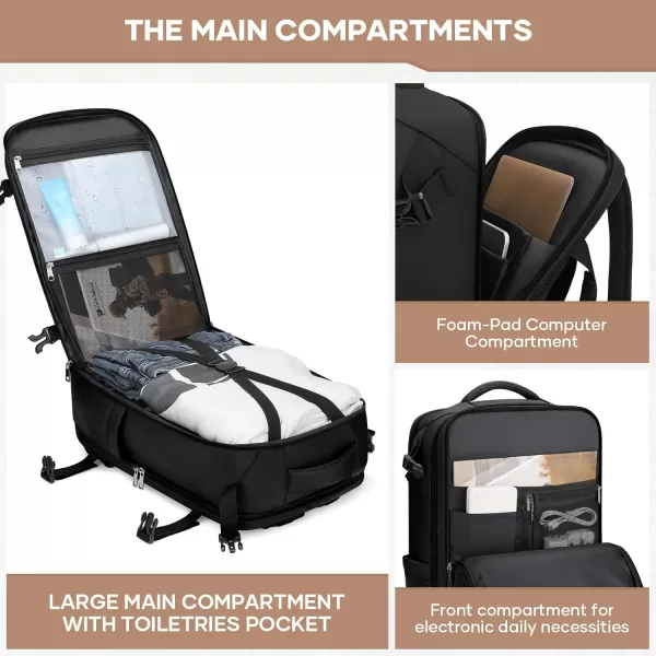 Maelstrom Travel Backpack for Men Women, 35L Carry on Backpack for Traveling on Airplane,with Belt Bag&amp;Shoe Compartment,Waterproof Laptop Backpack fit 17”Laptop-Beige, Large