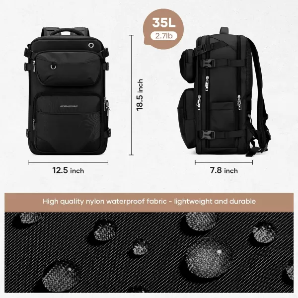 Maelstrom Travel Backpack for Men Women, 35L Carry on Backpack for Traveling on Airplane,with Belt Bag&amp;Shoe Compartment,Waterproof Laptop Backpack fit 17”Laptop-Beige, Large