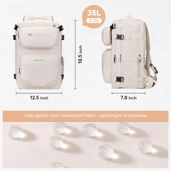 Maelstrom Travel Backpack for Men Women, 35L Carry on Backpack for Traveling on Airplane,with Belt Bag&amp;Shoe Compartment,Waterproof Laptop Backpack fit 17”Laptop-Beige, Large