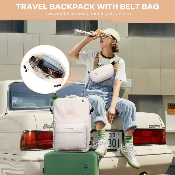 Maelstrom Travel Backpack for Men Women, 35L Carry on Backpack for Traveling on Airplane,with Belt Bag&amp;Shoe Compartment,Waterproof Laptop Backpack fit 17”Laptop-Beige, Large