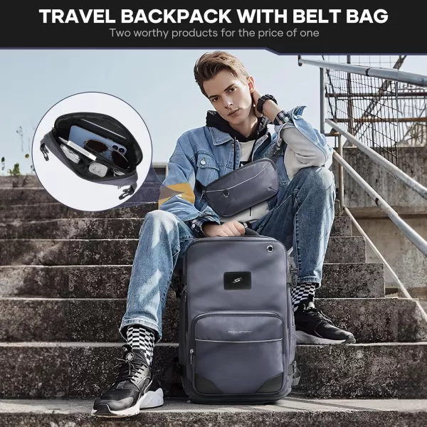 Maelstrom Travel Backpack for Men Women, 35L Carry on Backpack for Traveling on Airplane,with Belt Bag&amp;Shoe Compartment,Waterproof Laptop Backpack fit 17”Laptop-Beige, Large