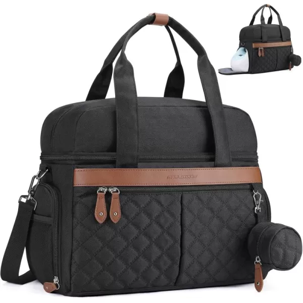 Breast Pump Bag, Diaper Bag Tote with 4 Cooler Pockets, Double-Layer Work Bag for Breastfeeding Mom fit 15'' Laptop