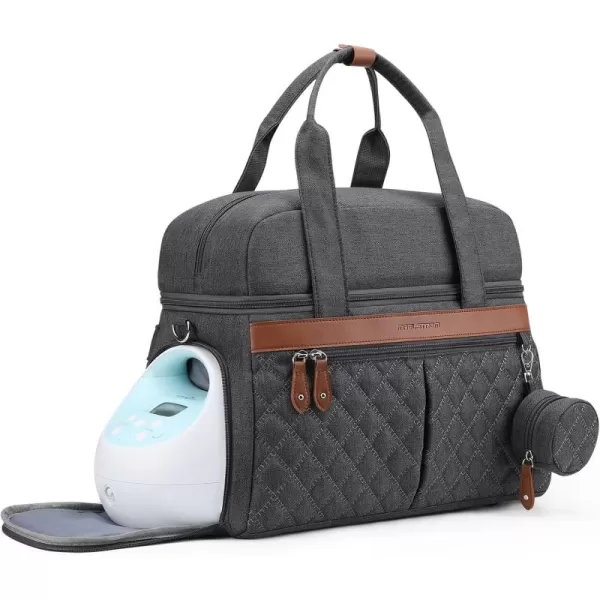 Breast Pump Bag, Diaper Bag Tote with 4 Cooler Pockets, Double-Layer Work Bag for Breastfeeding Mom fit 15'' Laptop