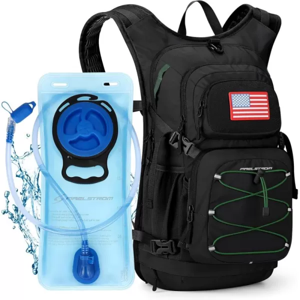 Maelstrom Hydration Backpack, Hiking Backpack with 2L Water Bladder, High Flow Bite Valve Water Backpack Men Women Lightweight Insulation for Hiking, Cycling, Running, Climbing, Camping