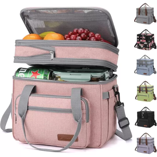 Maelstrom Lunch Bag Women,23L Insulated Lunch Box for Men Women,Expandable Double Deck Lunch Cooler Bag,Lightweight Leakproof Lunch Tote Bag with Side Tissue Pocket,Gray