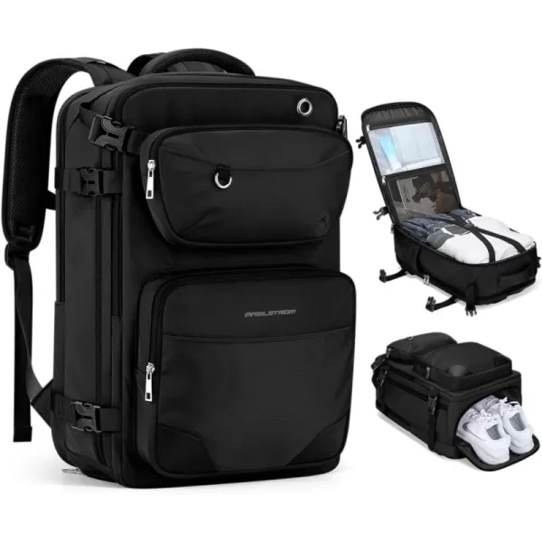 Maelstrom Travel Backpack for Men Women, 35L Carry on Backpack for Traveling on Airplane,with Belt Bag&amp;Shoe Compartment,Waterproof Laptop Backpack fit 17”Laptop-Beige, Large