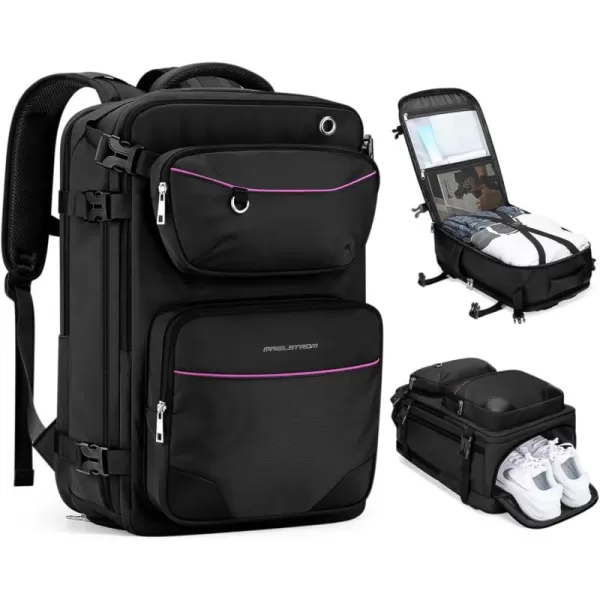 Maelstrom Travel Backpack for Men Women, 35L Carry on Backpack for Traveling on Airplane,with Belt Bag&amp;Shoe Compartment,Waterproof Laptop Backpack fit 17”Laptop-Beige, Large