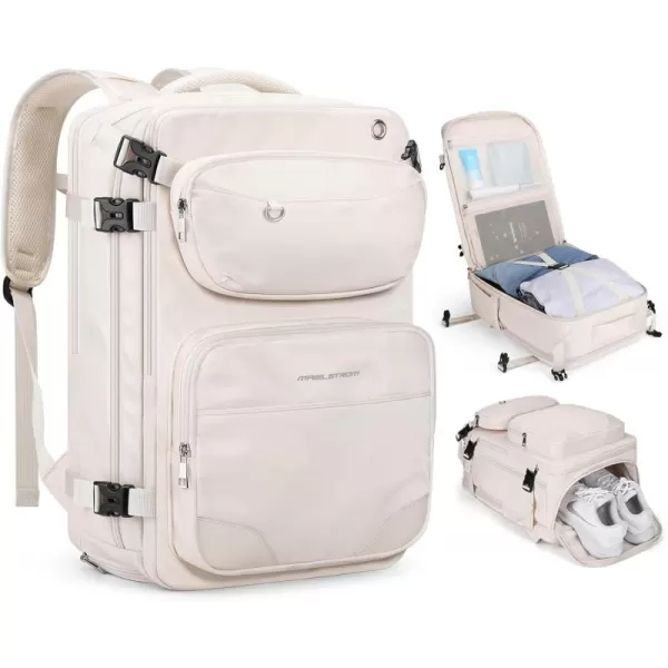 Maelstrom Travel Backpack for Men Women, 35L Carry on Backpack for Traveling on Airplane,with Belt Bag&amp;Shoe Compartment,Waterproof Laptop Backpack fit 17”Laptop-Beige, Large