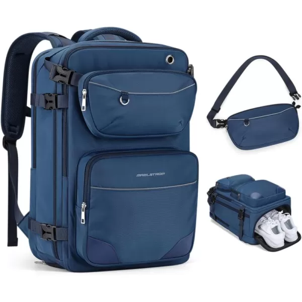 Maelstrom Travel Backpack for Men Women, 35L Carry on Backpack for Traveling on Airplane,with Belt Bag&amp;Shoe Compartment,Waterproof Laptop Backpack fit 17”Laptop-Beige, Large