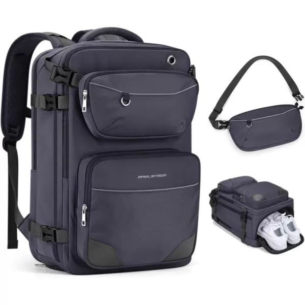 Maelstrom Travel Backpack for Men Women, 35L Carry on Backpack for Traveling on Airplane,with Belt Bag&amp;Shoe Compartment,Waterproof Laptop Backpack fit 17”Laptop-Beige, Large