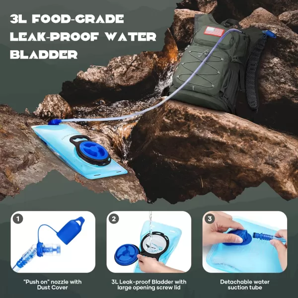 imageMaelstrom Hydration Backpack Hiking Backpack with 2L3L Water Bladder High Flow Bite Valve Water Backpack Lightweight3Olive Green