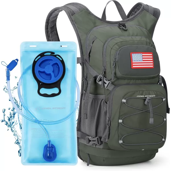 imageMaelstrom Hydration Backpack Hiking Backpack with 2L3L Water Bladder High Flow Bite Valve Water Backpack Lightweight3Olive Green