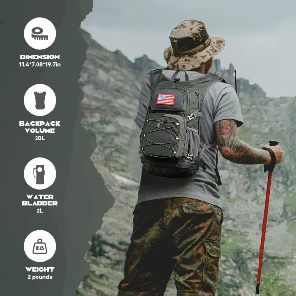 imageMaelstrom Hydration Backpack Hiking Backpack with 2L3L Water Bladder High Flow Bite Valve Water Backpack Lightweight3Olive Green