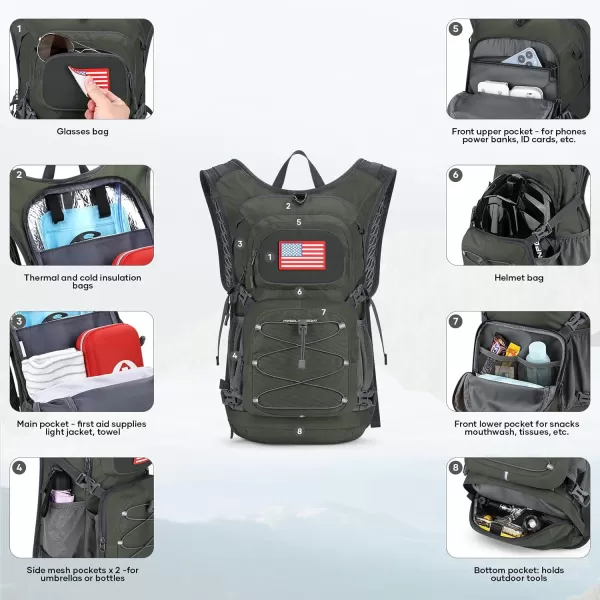 imageMaelstrom Hydration Backpack Hiking Backpack with 2L3L Water Bladder High Flow Bite Valve Water Backpack Lightweight3Olive Green
