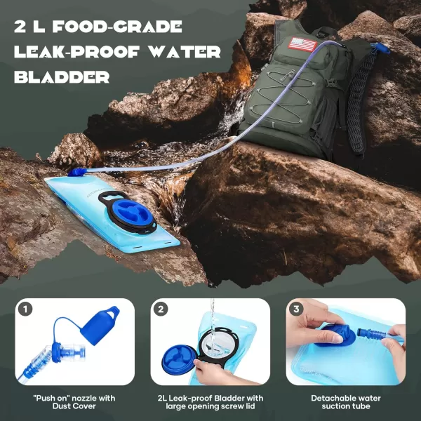imageMaelstrom Hydration Backpack Hiking Backpack with 2L3L Water Bladder High Flow Bite Valve Water Backpack Lightweight3Olive Green