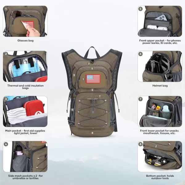 imageMaelstrom Hydration Backpack Hiking Backpack with 2L3L Water Bladder High Flow Bite Valve Water Backpack Lightweight4Khaki