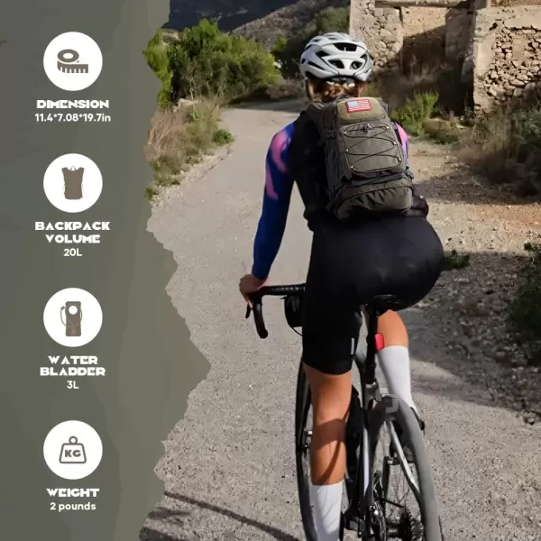 imageMaelstrom Hydration Backpack Hiking Backpack with 2L3L Water Bladder High Flow Bite Valve Water Backpack Lightweight4Khaki