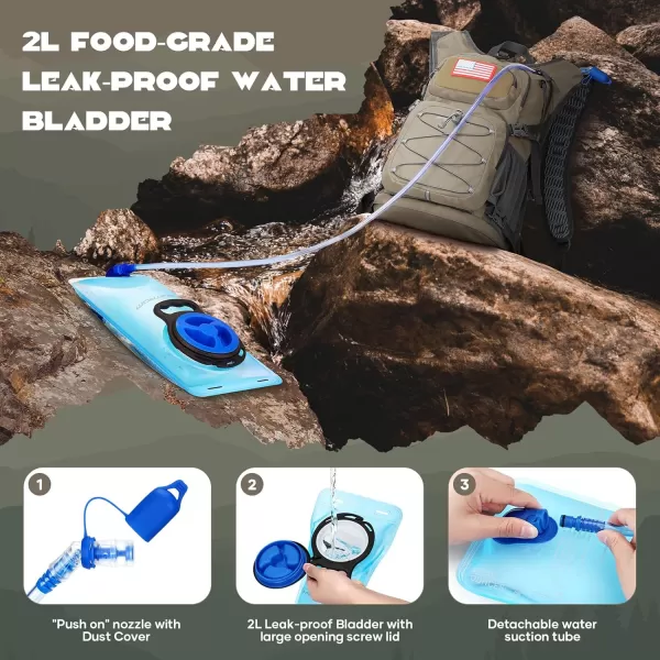 imageMaelstrom Hydration Backpack Hiking Backpack with 2L3L Water Bladder High Flow Bite Valve Water Backpack Lightweight4Khaki