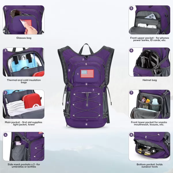 imageMaelstrom Hydration Backpack Hiking Backpack with 2L3L Water Bladder High Flow Bite Valve Water Backpack Lightweight5Purple