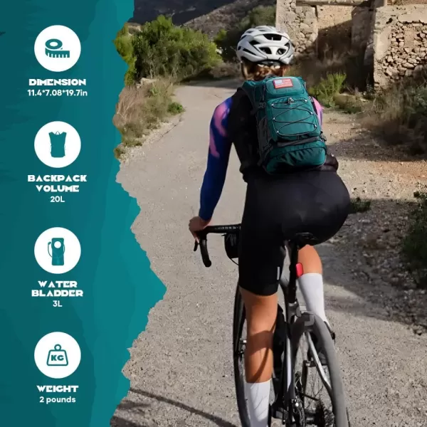 imageMaelstrom Hydration Backpack Hiking Backpack with 2L3L Water Bladder High Flow Bite Valve Water Backpack Lightweight6Cyan