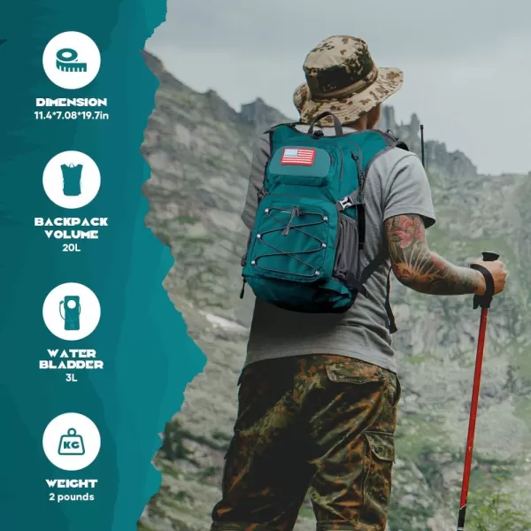 imageMaelstrom Hydration Backpack Hiking Backpack with 2L3L Water Bladder High Flow Bite Valve Water Backpack Lightweight6Cyan
