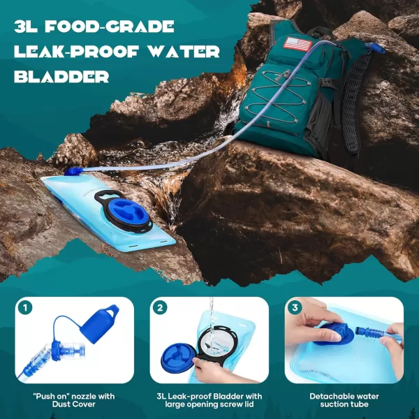 imageMaelstrom Hydration Backpack Hiking Backpack with 2L3L Water Bladder High Flow Bite Valve Water Backpack Lightweight6Cyan
