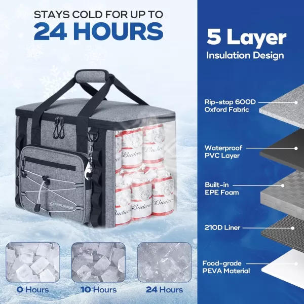 imageMaelstrom Soft Cooler BagSoft Sided Cooler3040 Cans Collapsible CoolerInsulated Ice ChestLarge Leakproof Camping CoolerPortable Travel Cooler for KayakingBeach2Gray