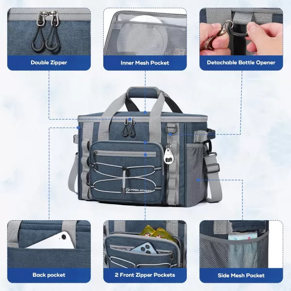 imageMaelstrom Soft Cooler BagSoft Sided Cooler3040 Cans Collapsible CoolerInsulated Ice ChestLarge Leakproof Camping CoolerPortable Travel Cooler for KayakingBeach3Blue