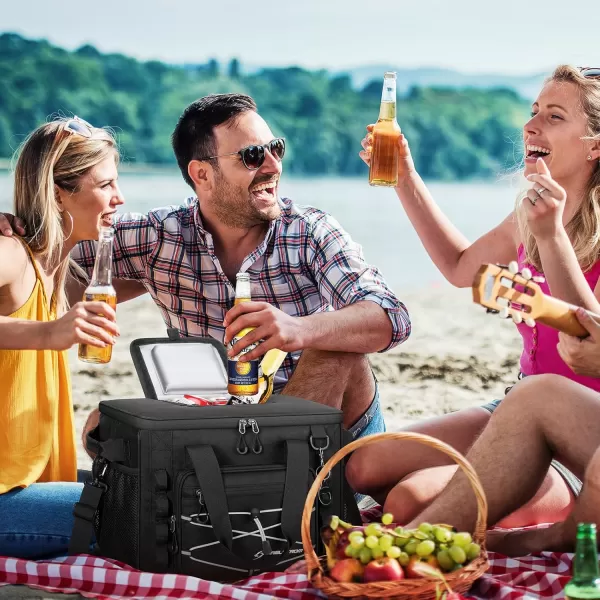 imageMaelstrom Soft Cooler BagSoft Sided Cooler3040 Cans Collapsible CoolerInsulated Ice ChestLarge Leakproof Camping CoolerPortable Travel Cooler for KayakingBeach4Black with Velcro Top
