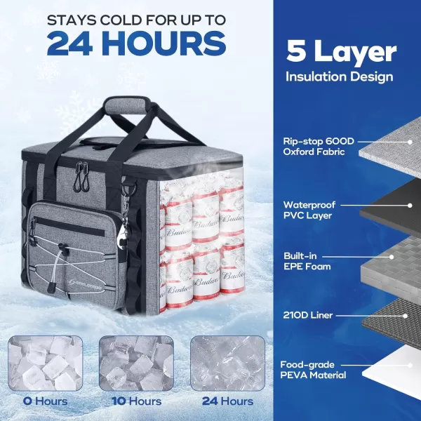 imageMaelstrom Soft Cooler BagSoft Sided Cooler3040 Cans Collapsible CoolerInsulated Ice ChestLarge Leakproof Camping CoolerPortable Travel Cooler for KayakingBeach5Gray with Velcro Top