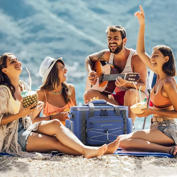 imageMaelstrom Soft Cooler BagSoft Sided Cooler3040 Cans Collapsible CoolerInsulated Ice ChestLarge Leakproof Camping CoolerPortable Travel Cooler for KayakingBeach9Blue with Hard Bottom