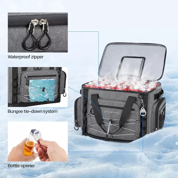 imageMaelstrom Soft Cooler BagSoft Sided Cooler3040 Cans Collapsible CoolerInsulated Ice ChestLarge Leakproof Camping CoolerPortable Travel Cooler for KayakingBeach8Gray with Hard Bottom