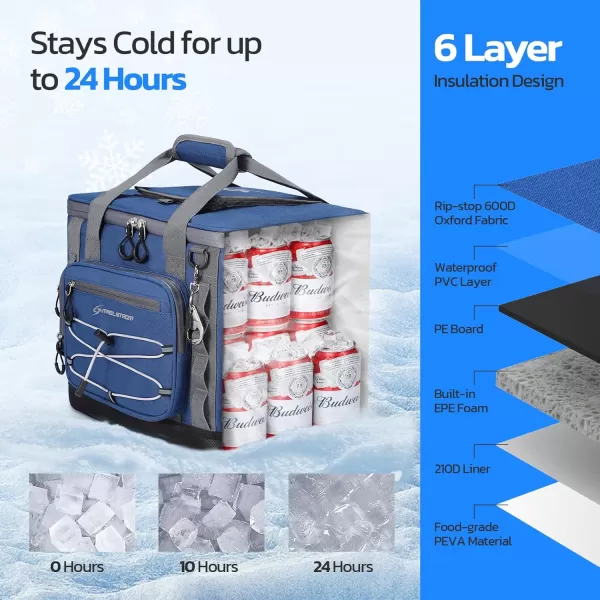 imageMaelstrom Soft Cooler BagSoft Sided Cooler3040 Cans Collapsible CoolerInsulated Ice ChestLarge Leakproof Camping CoolerPortable Travel Cooler for KayakingBeach9Blue with Hard Bottom