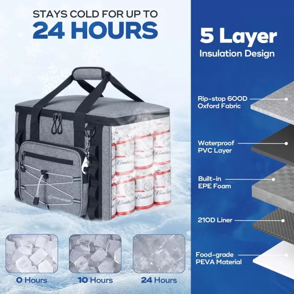 imageMaelstrom Soft Cooler BagSoft Sided Cooler3040 Cans Collapsible CoolerInsulated Ice ChestLarge Leakproof Camping CoolerPortable Travel Cooler for KayakingBeach2Gray