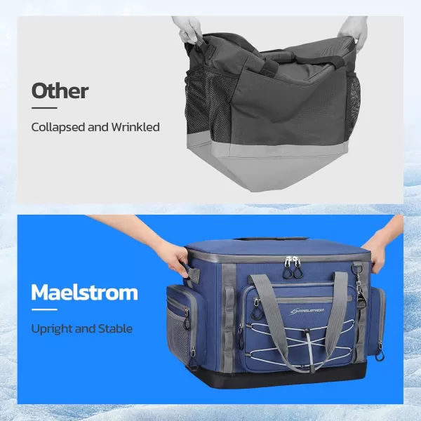 imageMaelstrom Soft Cooler BagSoft Sided Cooler3040 Cans Collapsible CoolerInsulated Ice ChestLarge Leakproof Camping CoolerPortable Travel Cooler for KayakingBeach9Blue with Hard Bottom