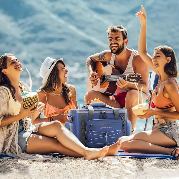 imageMaelstrom Soft Cooler BagSoft Sided Cooler3040 Cans Collapsible CoolerInsulated Ice ChestLarge Leakproof Camping CoolerPortable Travel Cooler for KayakingBeach9Blue with Hard Bottom