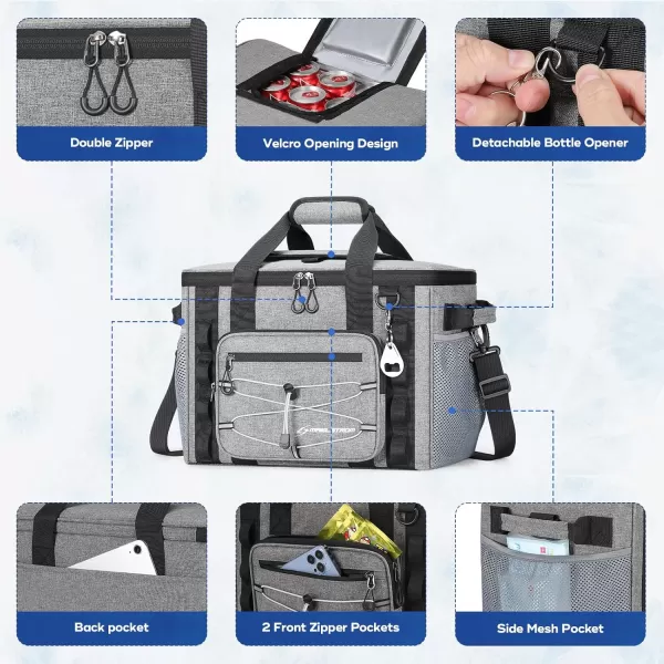 imageMaelstrom Soft Cooler BagSoft Sided Cooler3040 Cans Collapsible CoolerInsulated Ice ChestLarge Leakproof Camping CoolerPortable Travel Cooler for KayakingBeach5Gray with Velcro Top