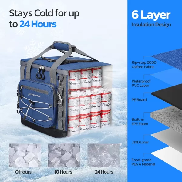 imageMaelstrom Soft Cooler BagSoft Sided Cooler3040 Cans Collapsible CoolerInsulated Ice ChestLarge Leakproof Camping CoolerPortable Travel Cooler for KayakingBeach9Blue with Hard Bottom