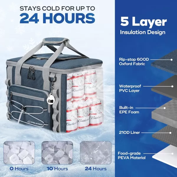 imageMaelstrom Soft Cooler BagSoft Sided Cooler3040 Cans Collapsible CoolerInsulated Ice ChestLarge Leakproof Camping CoolerPortable Travel Cooler for KayakingBeach6Blue with Velcro Top