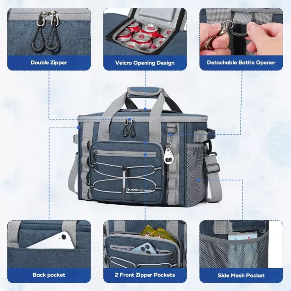 imageMaelstrom Soft Cooler BagSoft Sided Cooler3040 Cans Collapsible CoolerInsulated Ice ChestLarge Leakproof Camping CoolerPortable Travel Cooler for KayakingBeach6Blue with Velcro Top