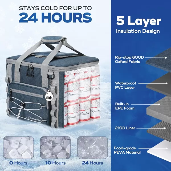 imageMaelstrom Soft Cooler BagSoft Sided Cooler3040 Cans Collapsible CoolerInsulated Ice ChestLarge Leakproof Camping CoolerPortable Travel Cooler for KayakingBeach6Blue with Velcro Top
