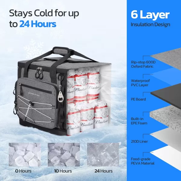 imageMaelstrom Soft Cooler BagSoft Sided Cooler3040 Cans Collapsible CoolerInsulated Ice ChestLarge Leakproof Camping CoolerPortable Travel Cooler for KayakingBeach8Gray with Hard Bottom