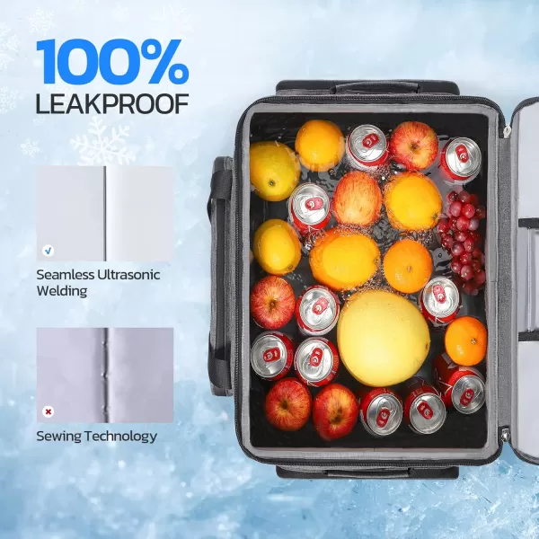imageMaelstrom Soft Cooler BagSoft Sided Cooler3040 Cans Collapsible CoolerInsulated Ice ChestLarge Leakproof Camping CoolerPortable Travel Cooler for KayakingBeach8Gray with Hard Bottom