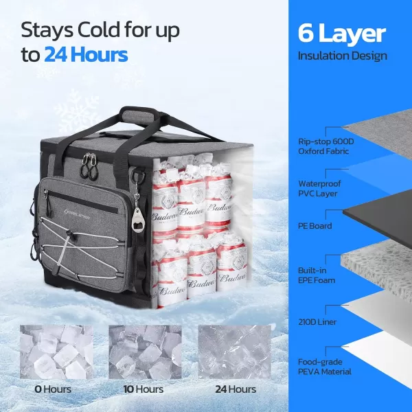 imageMaelstrom Soft Cooler BagSoft Sided Cooler3040 Cans Collapsible CoolerInsulated Ice ChestLarge Leakproof Camping CoolerPortable Travel Cooler for KayakingBeach8Gray with Hard Bottom