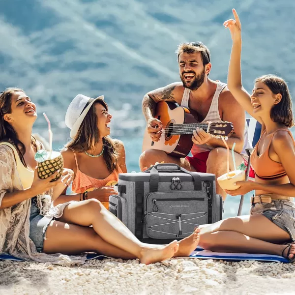 imageMaelstrom Soft Cooler BagSoft Sided Cooler3040 Cans Collapsible CoolerInsulated Ice ChestLarge Leakproof Camping CoolerPortable Travel Cooler for KayakingBeach8Gray with Hard Bottom