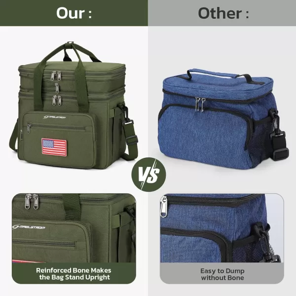 imageMaelstrom Tactical Lunch Box for Men 23L Insulated Lunch Bag Expandable Double Deck Cooler Bag Lightweight Leakproof Tote Bag with Side Tissue Pocket Suit for Men and Women Army Green