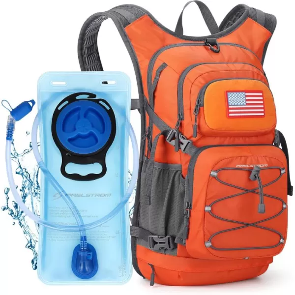 imageMaelstrom Hydration Backpack Hiking Backpack with 2L3L Water Bladder High Flow Bite Valve Water Backpack Lightweight2Orange