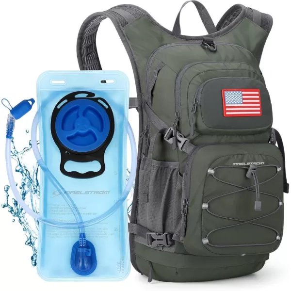 imageMaelstrom Hydration Backpack Hiking Backpack with 2L3L Water Bladder High Flow Bite Valve Water Backpack Lightweight3Olive Green